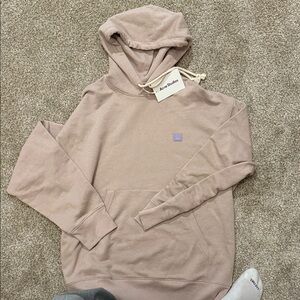 Acne Studios Men's Beige Pink Logo Hoodie